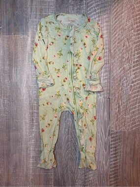 Gigi & Max Mint Green Floral Ruffle Baby One-Piece